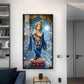 Lord Krishna With Flute Glass Finish Vertical Wall Art