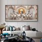 Beautiful White Running Horses Vastu Glass Finish Horizontal Wall Art