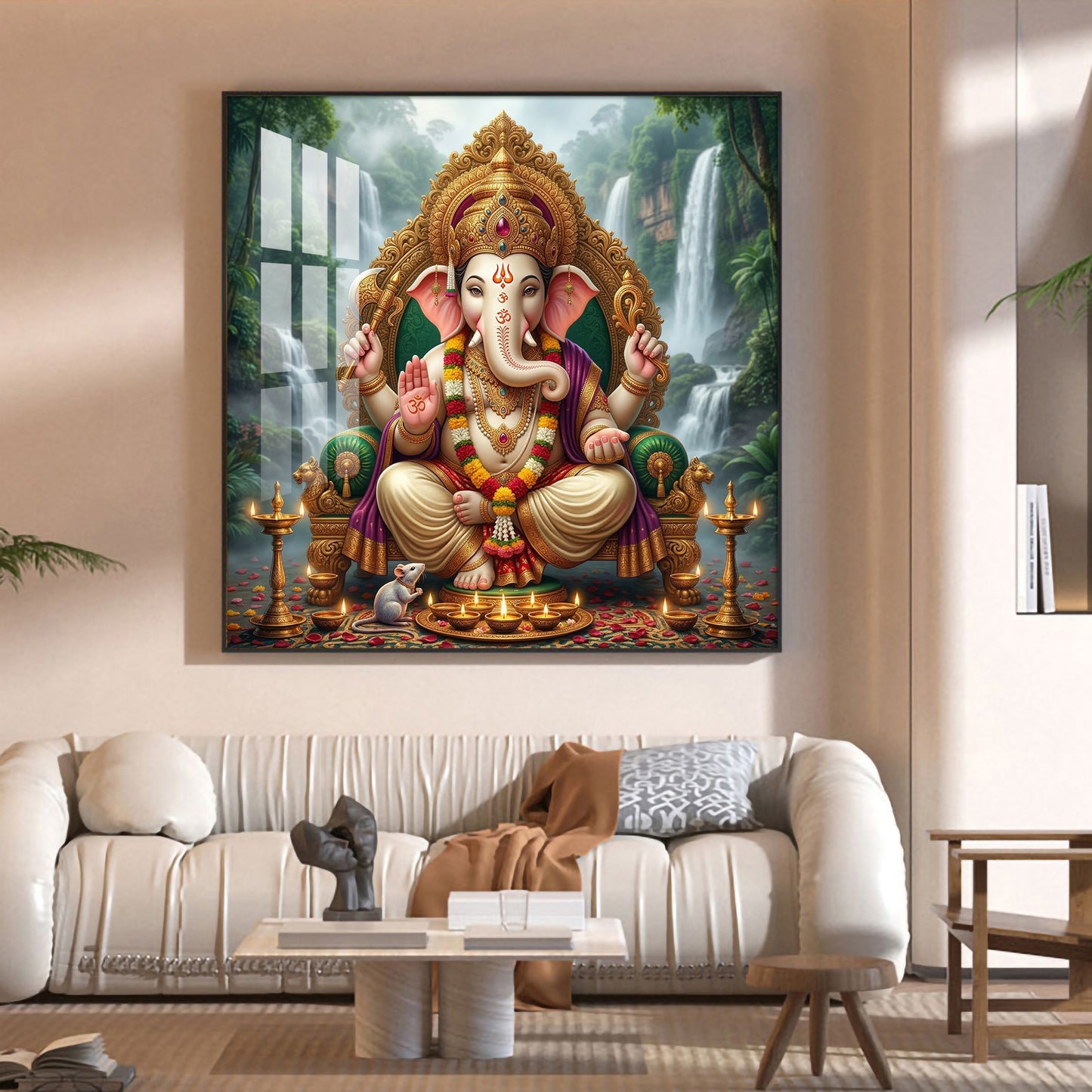 Jai Ganesh Deva Glass Finish Square Wall Art