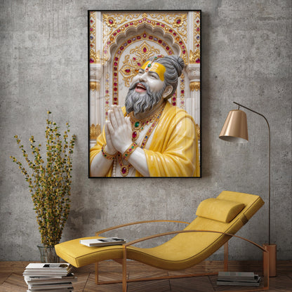 Shri Premanand Ji Maharaj Glass Finish Vertical Wall Art
