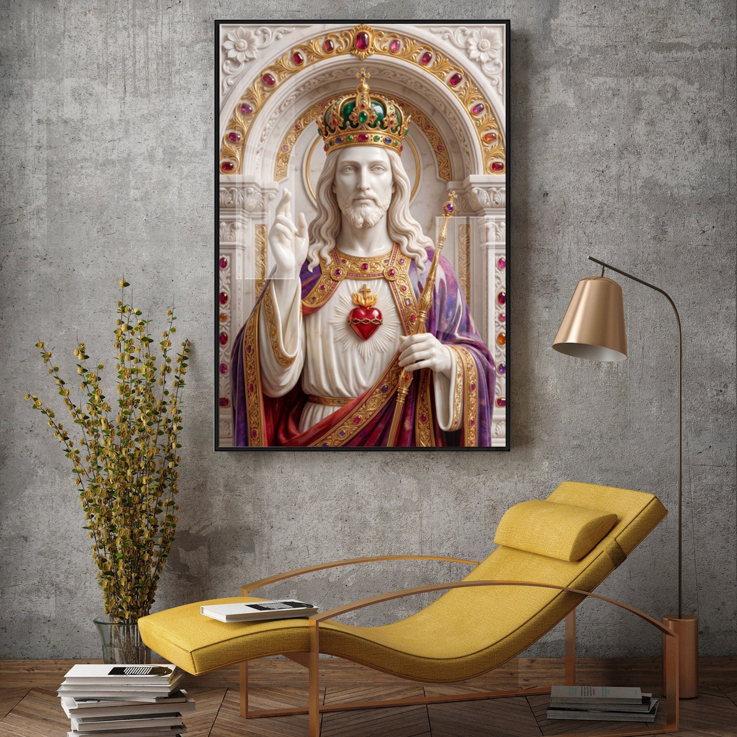Christ The King Glass Finish Vertical Wall Art