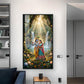 Beautiful Radha Krishna Divine Love Glass Finish Vertical Wall Art