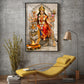 Maa Durga Seated On Tiger Glass Finish Vertical Wall Art