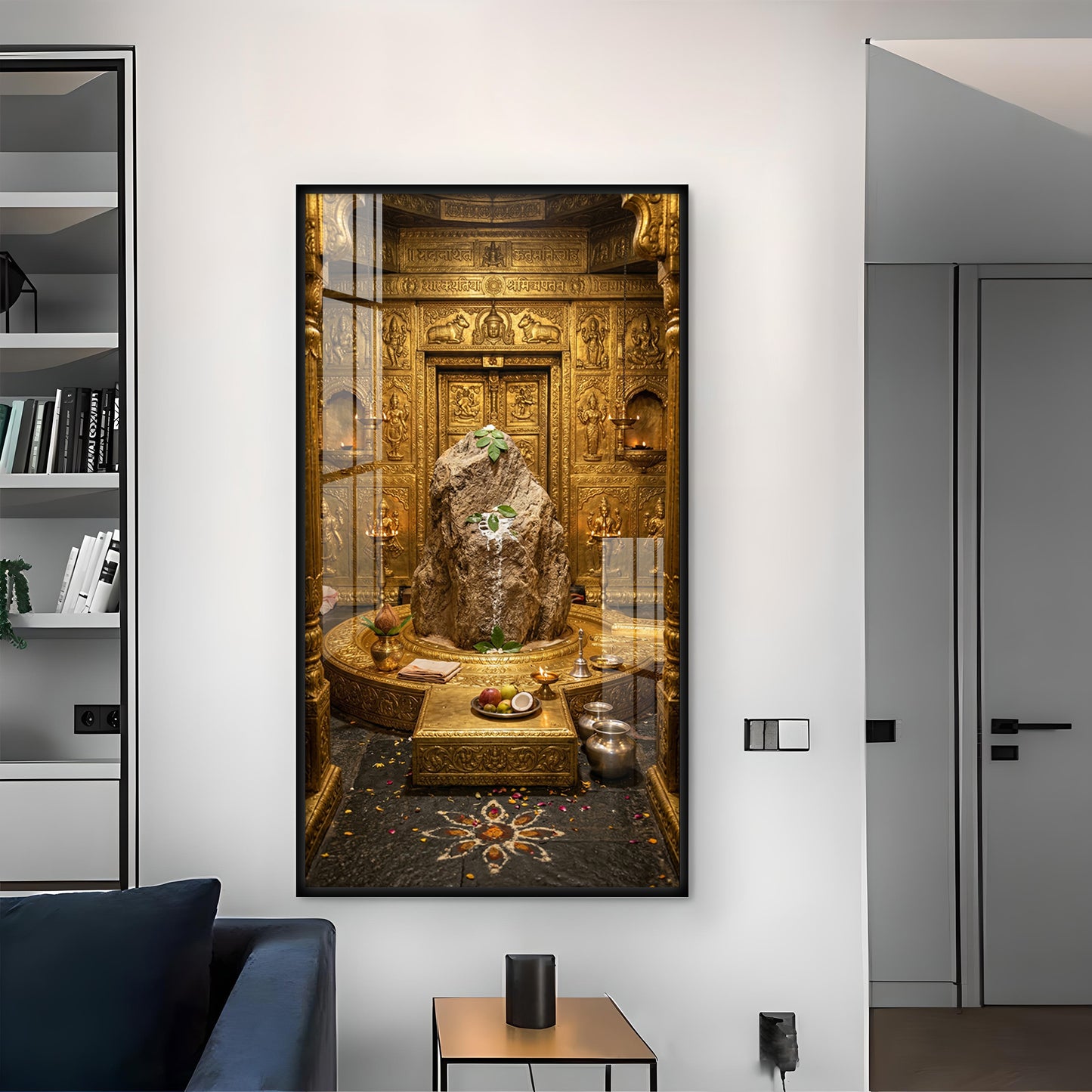 Divine Kedarnath Jyotirlinga Glass Finish Vertical Wall Art
