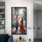 Sri Radha Krishna Glass Finish Vertical Wall Art