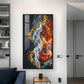 Whispers of Golden Bloom Glass Finish Vertical Wall Art