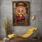 Lord Ganesha With Intricate Floral Glass Finish Vertical Wall Art