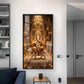 Ganesh Ji With Mushak Glass Finish Vertical Wall Art