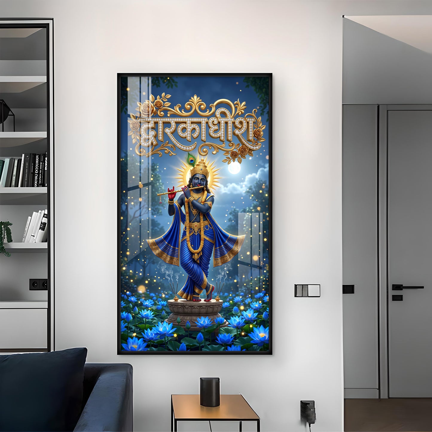 Lord Dwarkadhish Glass Finish Vertical Wall Art