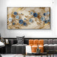 Elegant Blue Flower Glass Finish Horizontal Wall Art