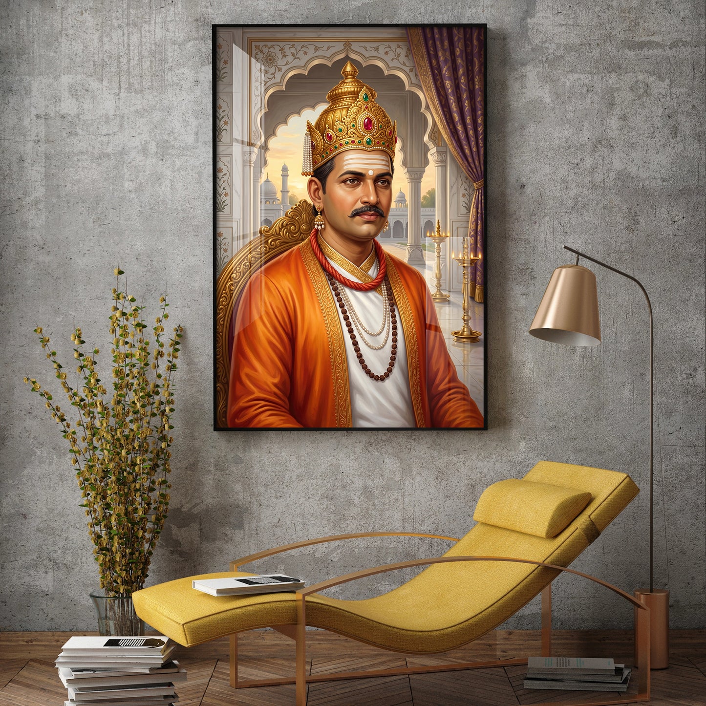 Depicts Basavanna Glass Finish Vertical Wall Art