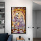 Depicting Radha & Krishna Glass Finish Vertical Wall Art