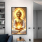 Buddha's Golden Horizon Glass Finish Vertical Wall Art