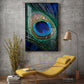 Peacock Feather With Water Drops Glass Finish Vertical Wall Art