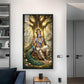 Divine Krishna Ji With Flute Glass Finish Vertical Wall Art