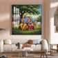 Radha Krishna With Cow Glass Finish Square Wall Art