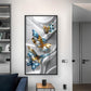 Golden Blue Flutter Glass Finish Vertical Wall Art