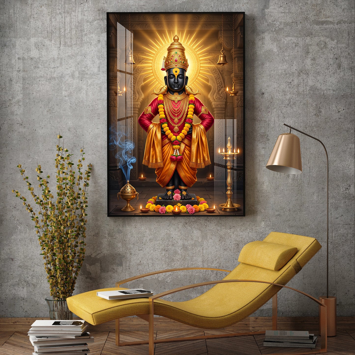 Lord Vithala Glass Finish Vertical Wall Art