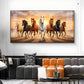 Seven Running Horse Vastu Glass Finish Horizontal Wall Art