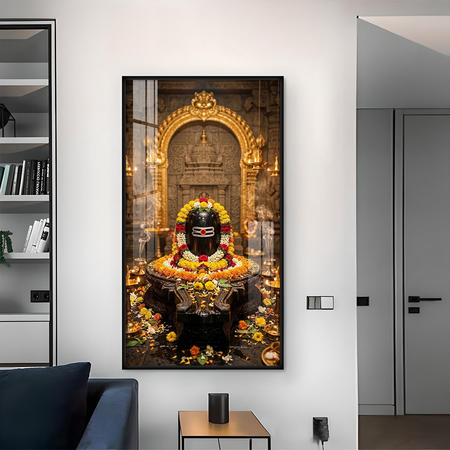 Shivling Mahakaleshwar Glass Finish Vertical Wall Art