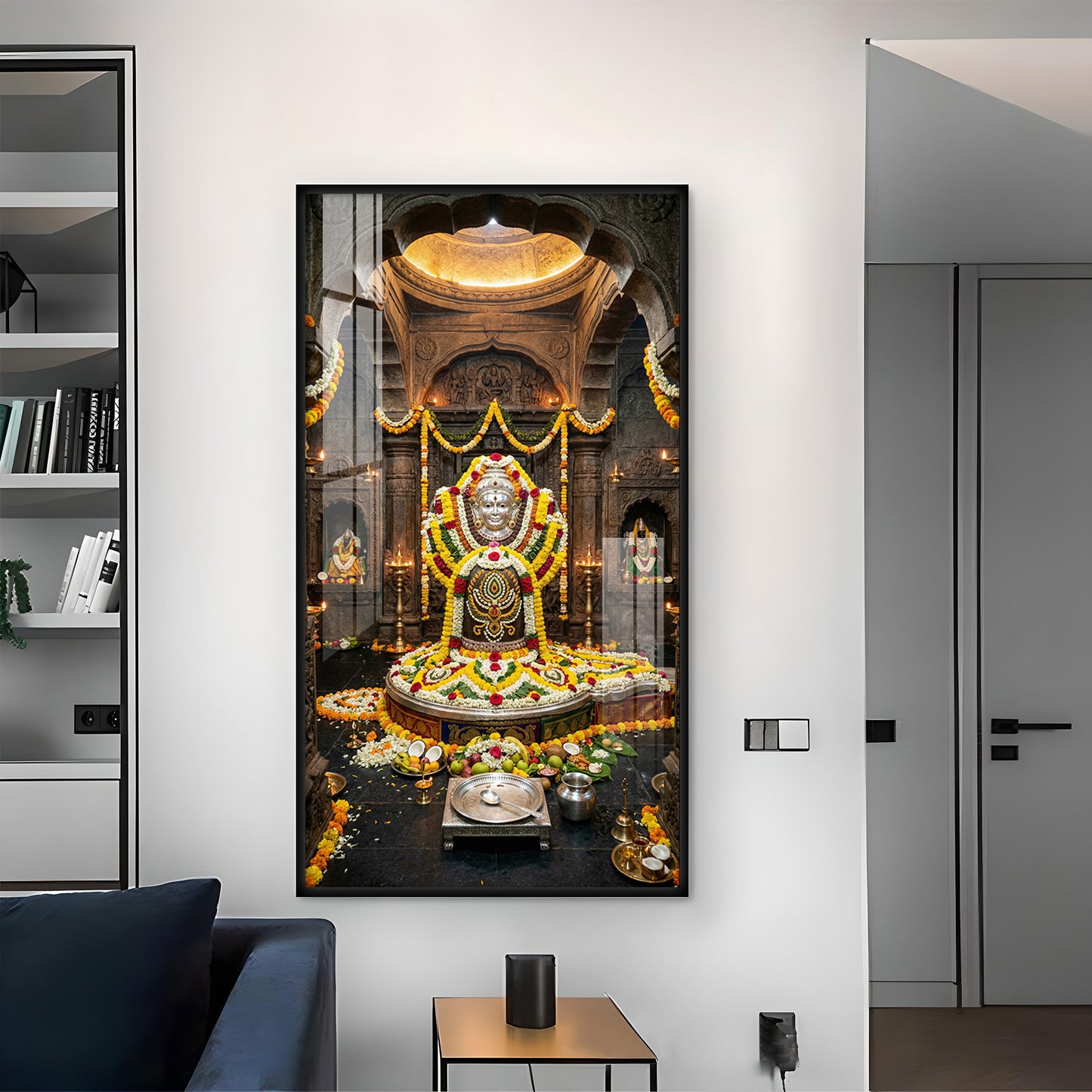 Divine Mallikarjuna Jyotirlinga Glass Finish Vertical Wall Art