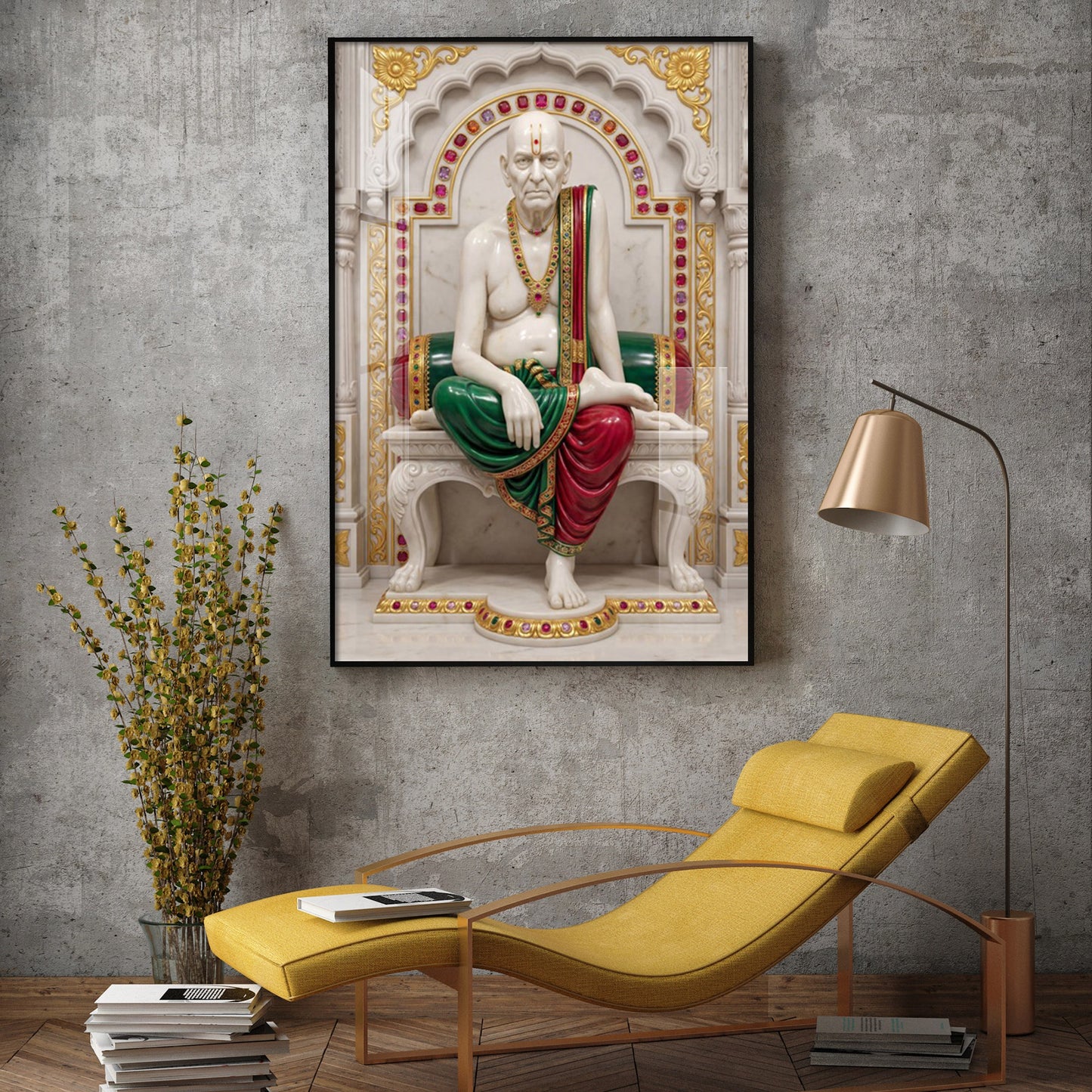 Jai Swami Samarth Glass Finish Vertical Wall Art