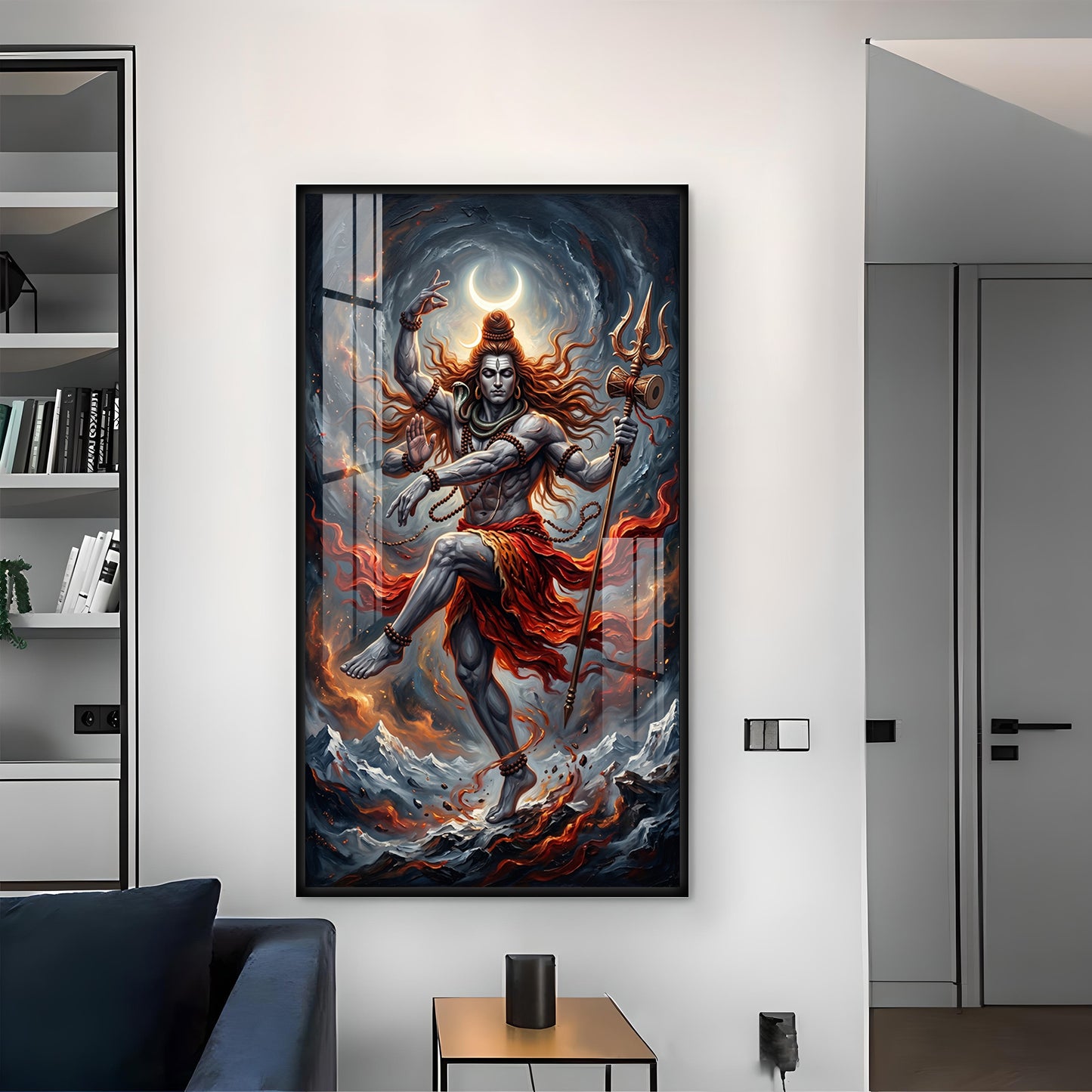 Shiv Sadhana Glass Finish Vertical Wall Art