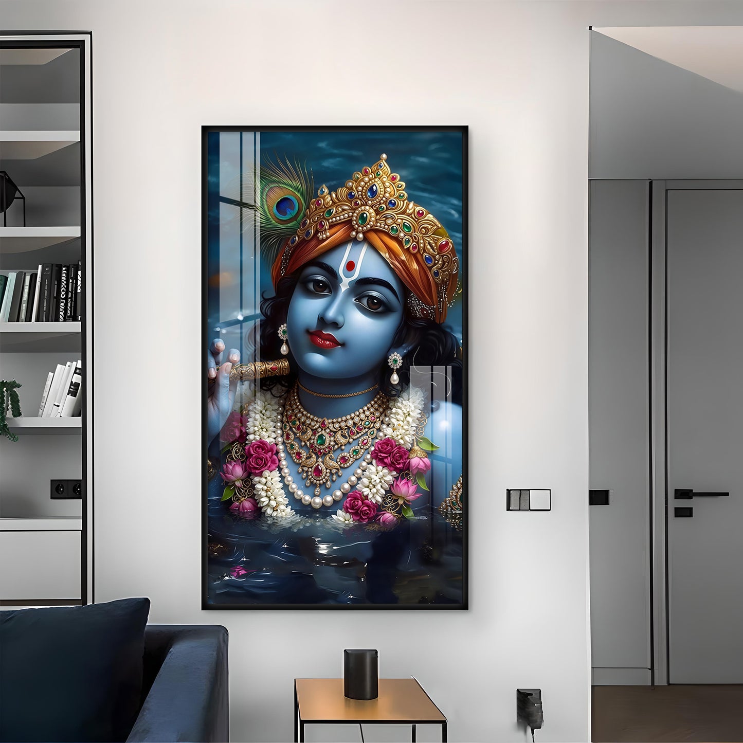 Shri Banke Bihari Glass Finish Vertical Wall Art