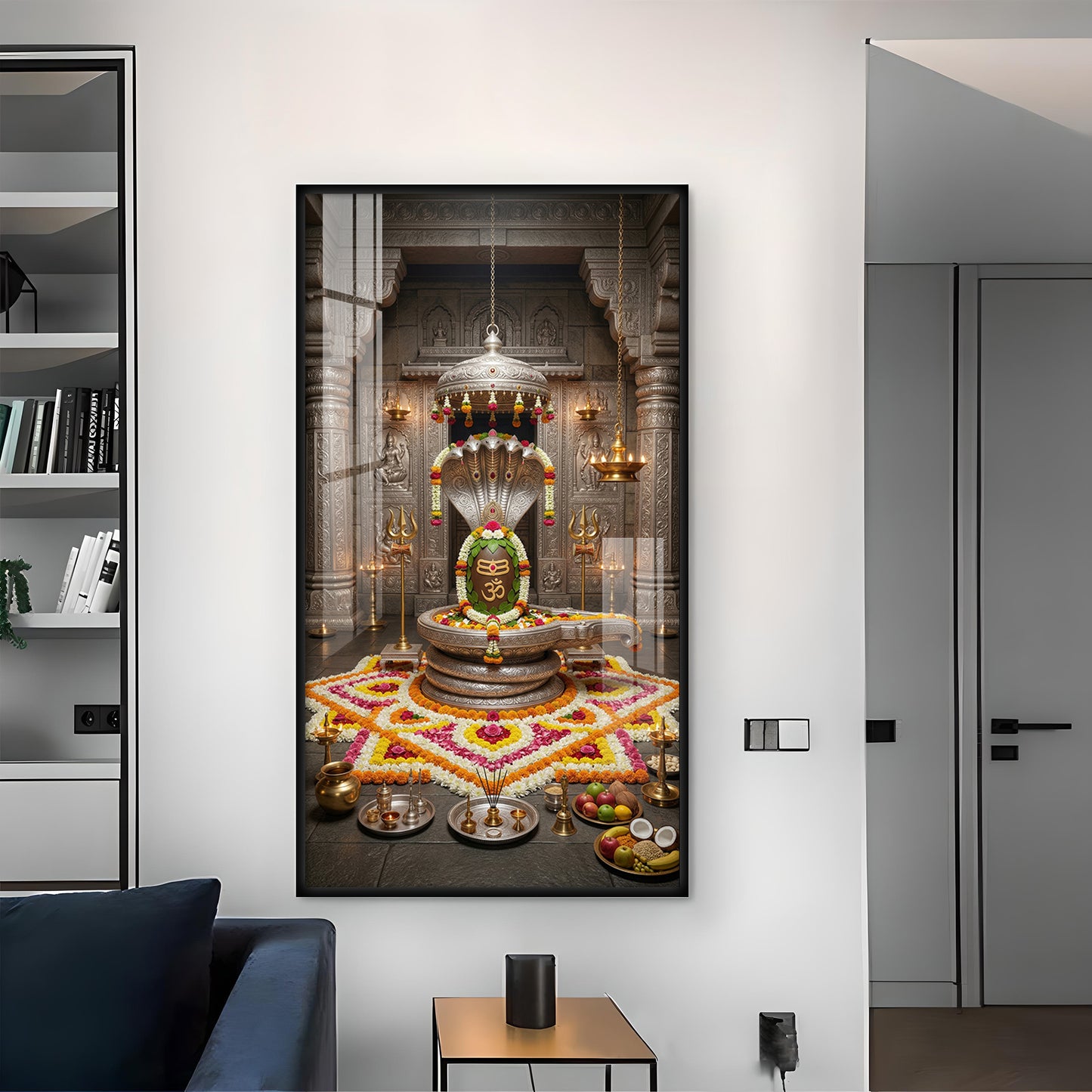 Divine Omkareshwar Jyotirlinga Glass Finish Vertical Wall Art
