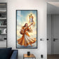 Divine Meera Bai with krishna Glass Finish Vertical Wall Art