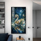 Calm Night Magical Swan Glass Finish Vertical Wall Art