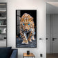 Wild Leopard With Blue Eyes Glass Finish Vertical Wall Art