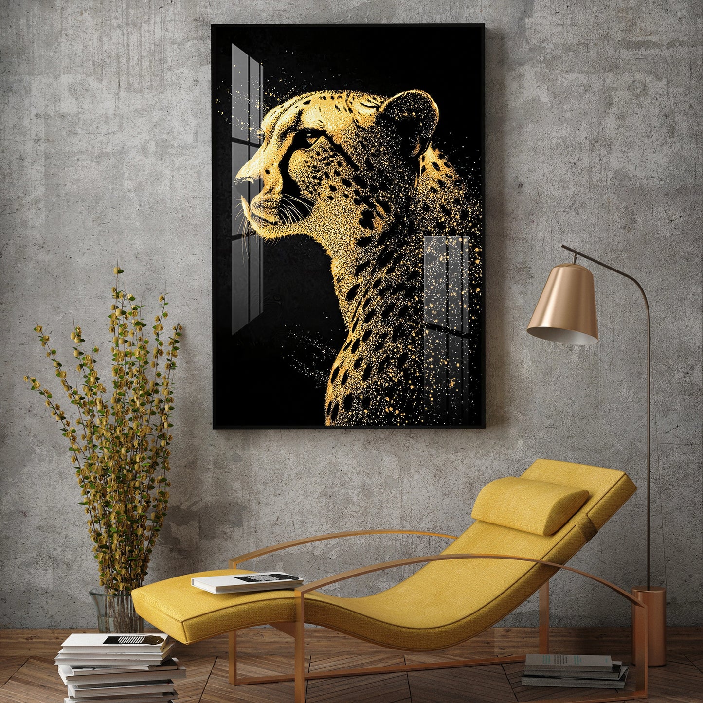 Leopard Glass Finish Vertical Wall Art