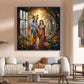 Jai Shree Radhe Krishna Glass Finish Square Wall Art