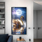 Majestic swan with feathers Glass Finish Vertical Wall Art