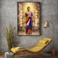 Depicting A Golden Buddha Glass Finish Vertical Wall Art