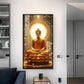 Meditating Gautam Buddha Glass Finish Vertical Wall Art
