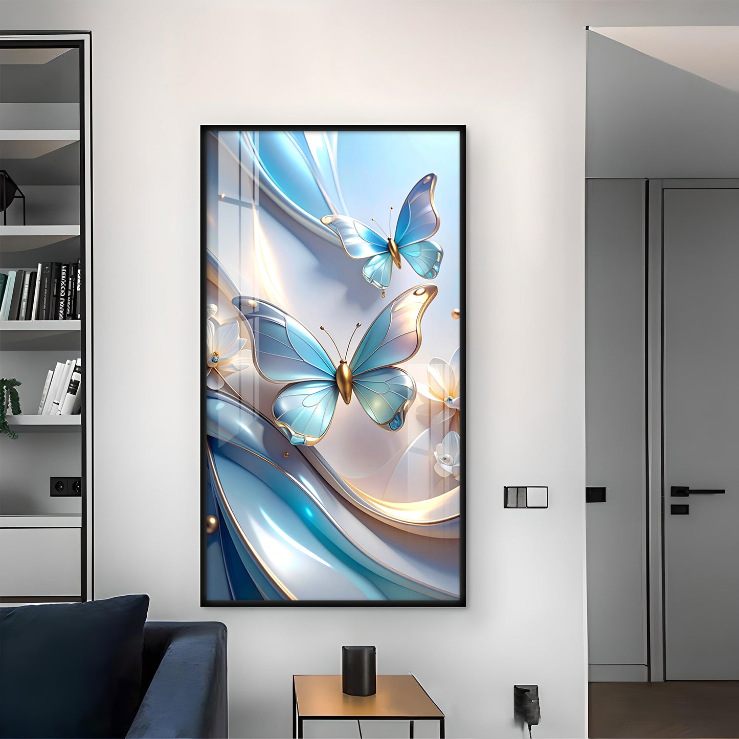 Butterfly Bliss Bouquet Glass Finish Vertical Wall Art
