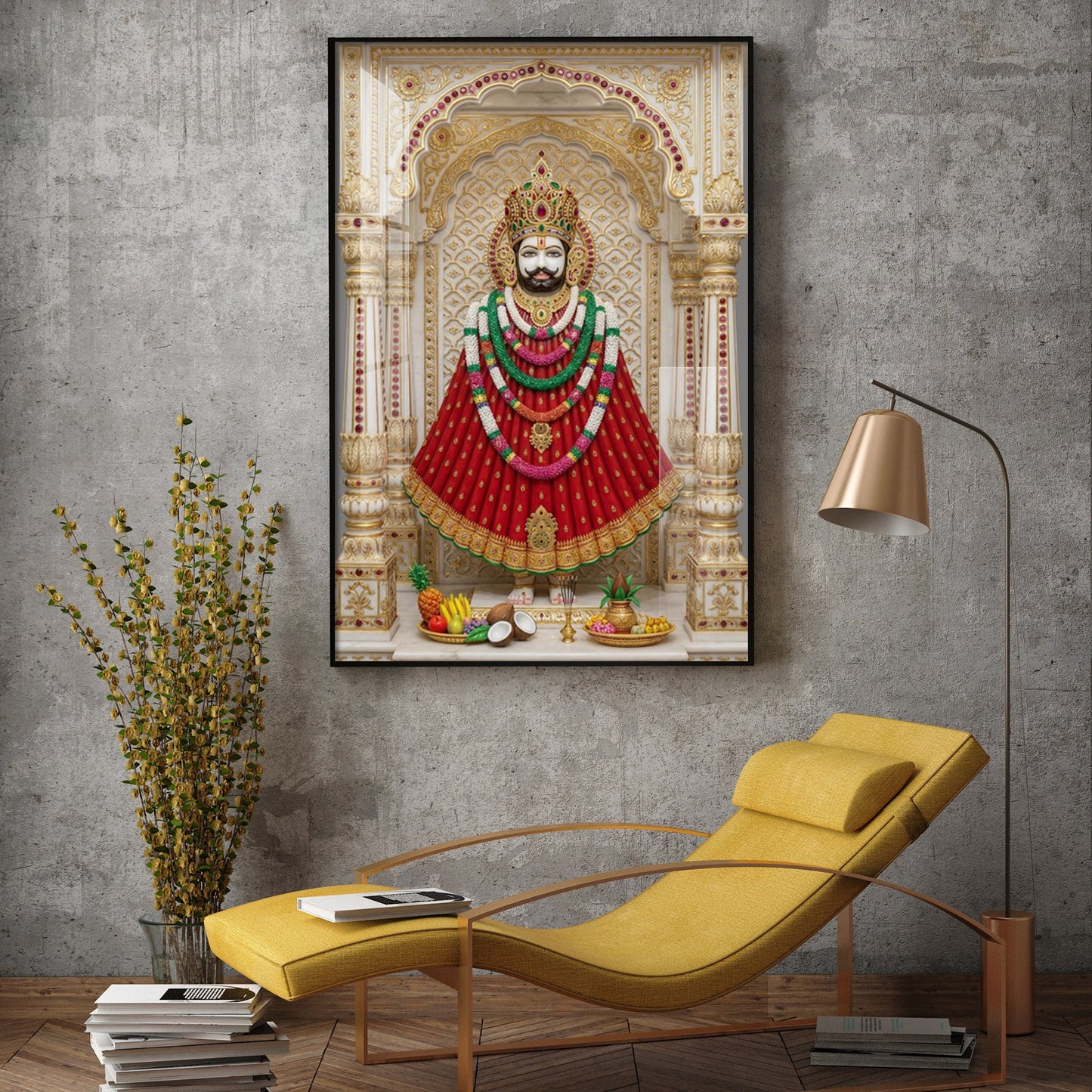Khatu Naresh Shyam Baba Glass Finish Vertical Wall Art