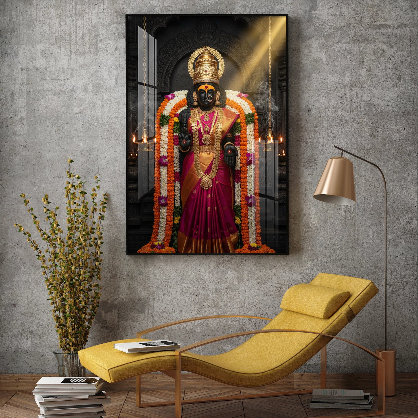 Goddess Annapoorna Devi Glass Finish Vertical Wall Art