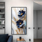 Blue Petal Luxe Flower Glass Finish Vertical Wall Art