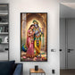 Eternal Bond of Radha Krishna Glass Finish Vertical Wall Art