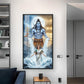 Shiv Parvati Glass Finish Vertical Wall Art