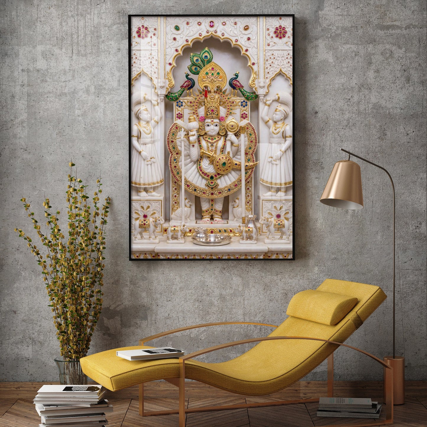 Shri Ranchor Raiji Glass Finish Vertical Wall Art