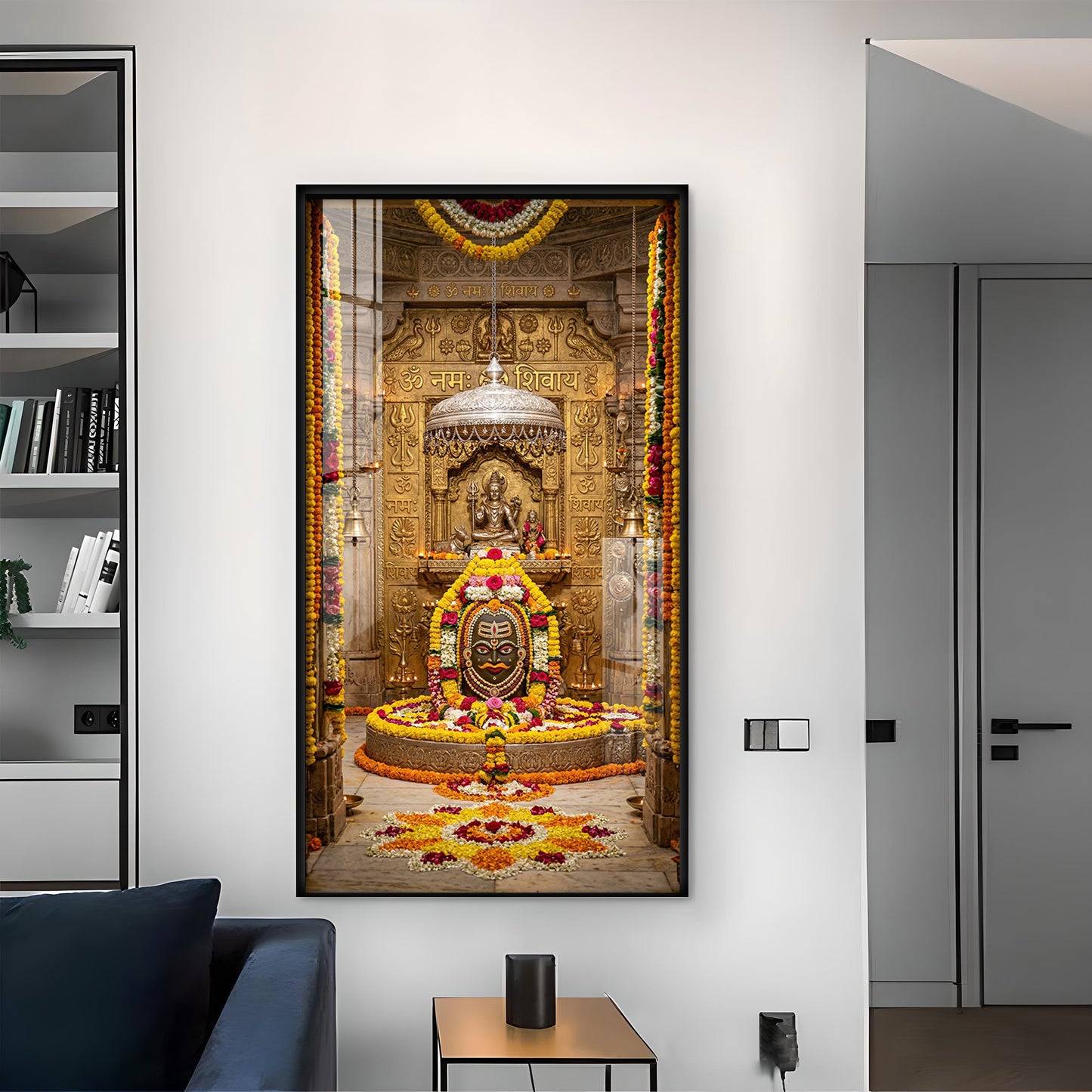 Mahakaleshwar Jyotirlinga Glass Finish Vertical Wall Art