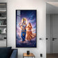 Radha Krishna Divine Glass Finish Vertical Wall Art
