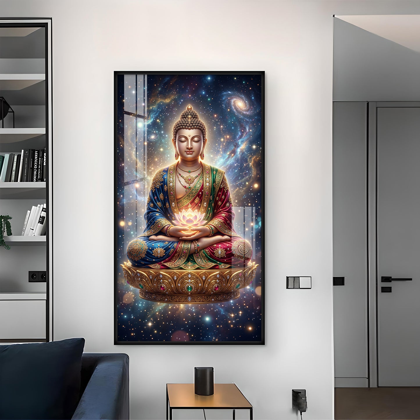 Tranquil Buddha Glass Finish Vertical Wall Art