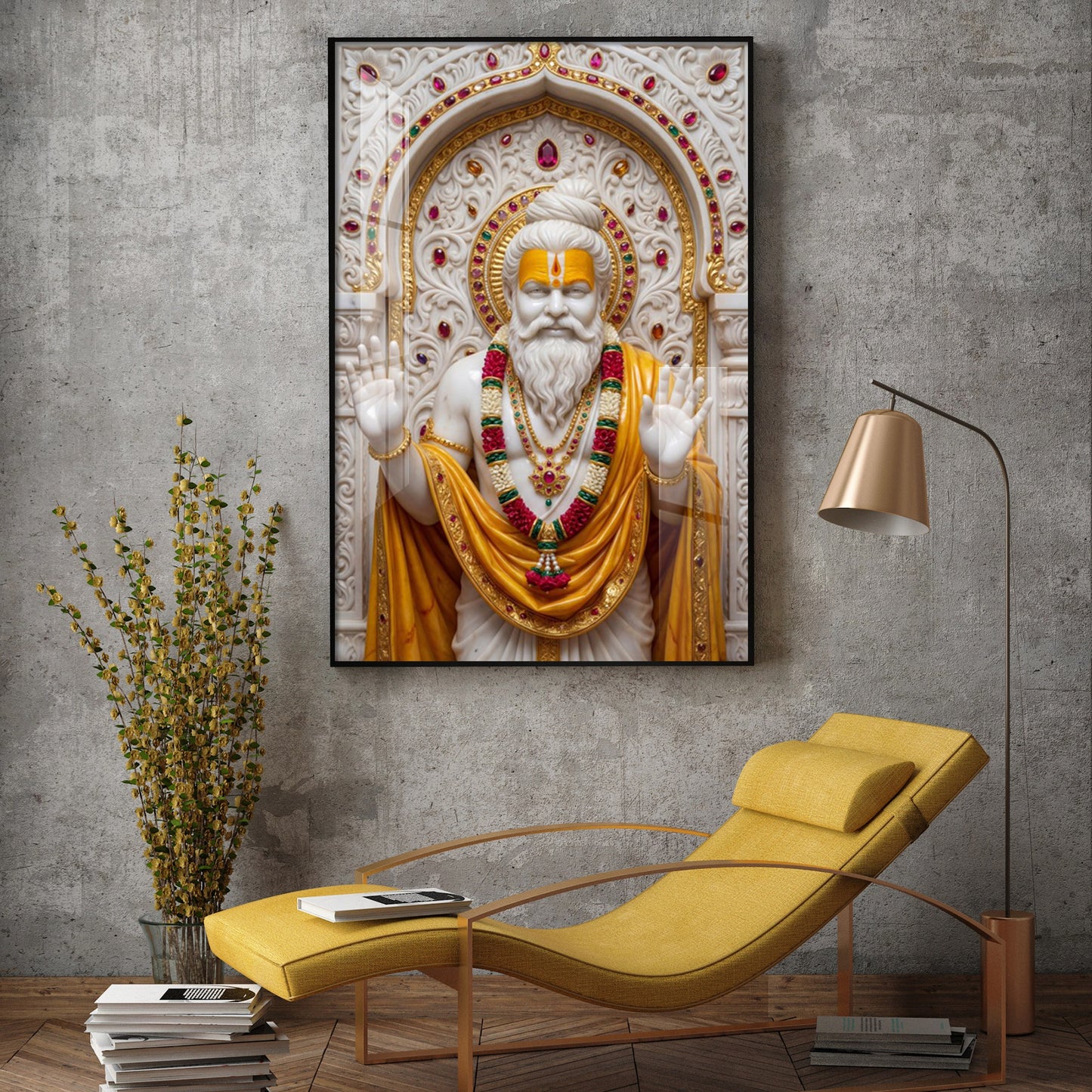 Premanand Maharaj Ji Glass Finish Vertical Wall Art
