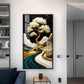 Golden Serenity Tree Glass Finish Vertical Wall Art
