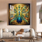 Style Peacock Glass Finish Square Wall Art